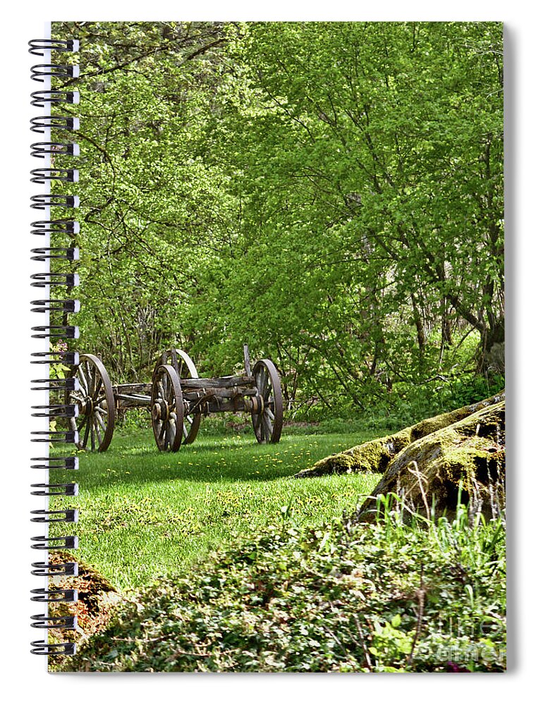 Wagon Wheel Spiral Notebook featuring the photograph Wagon Wheels by Vivian Martin