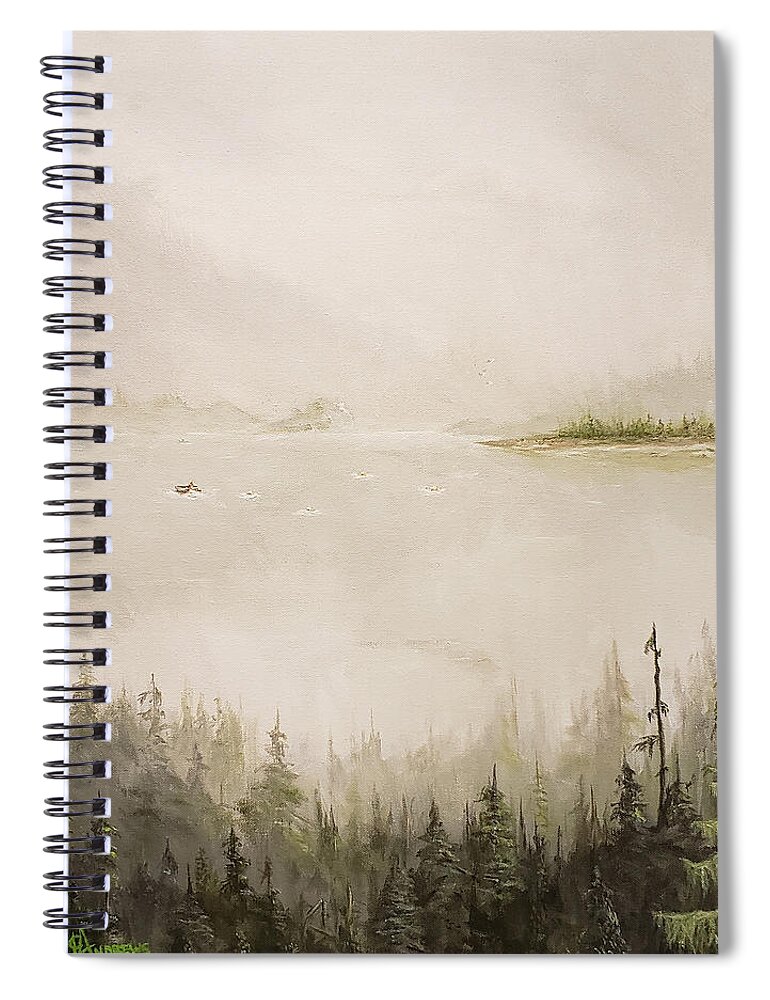 Orpheus Spiral Notebook featuring the painting Waiting For The Eagle To Come by James Andrews