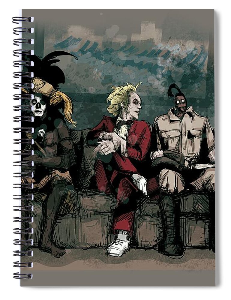 Beetle Spiral Notebook featuring the drawing Waiting Room by Ludwig Van Bacon
