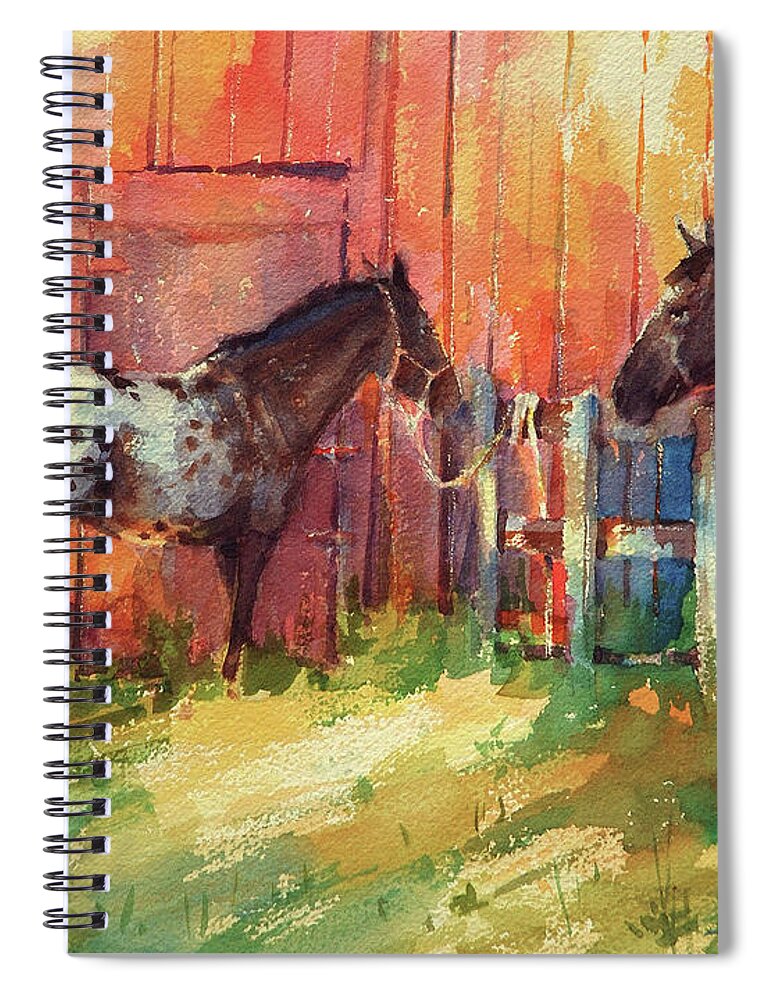 Horses Spiral Notebook featuring the painting Waiting by Steve Henderson