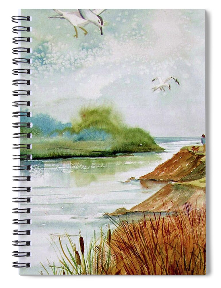 Water Spiral Notebook featuring the painting Walk Along The Shore by Marilyn Smith