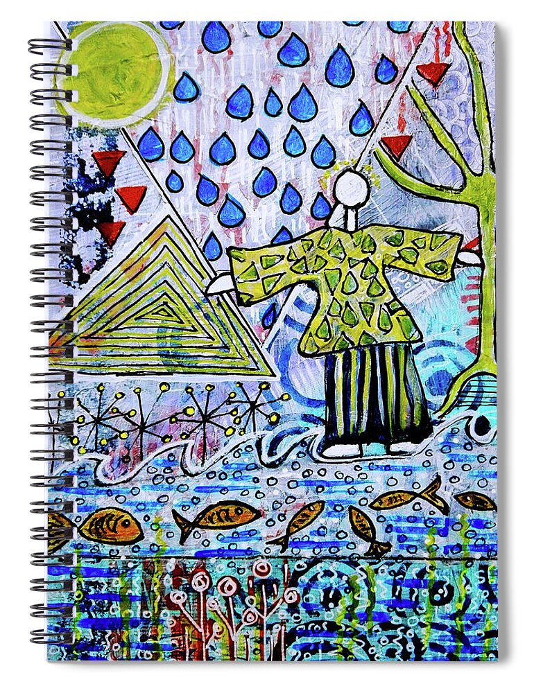 Symbolism Spiral Notebook featuring the mixed media Walking on Water by Mimulux Patricia No