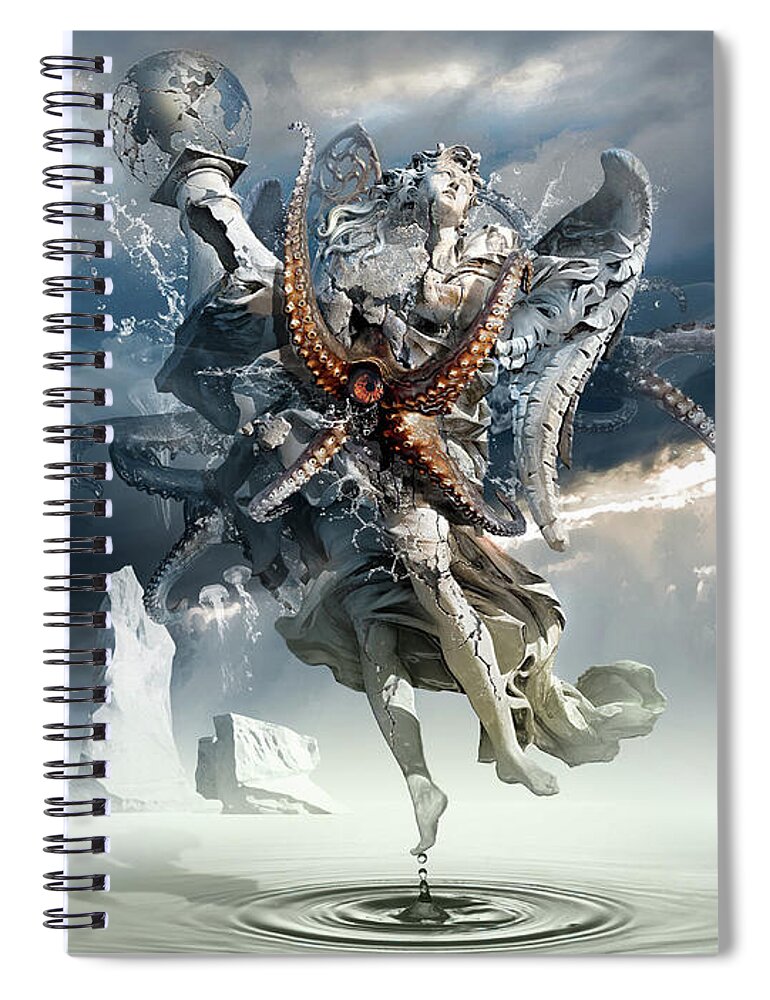 Imagination Spiral Notebook featuring the digital art Walking on Water or Correlation of Dreams and Reality by George Grie