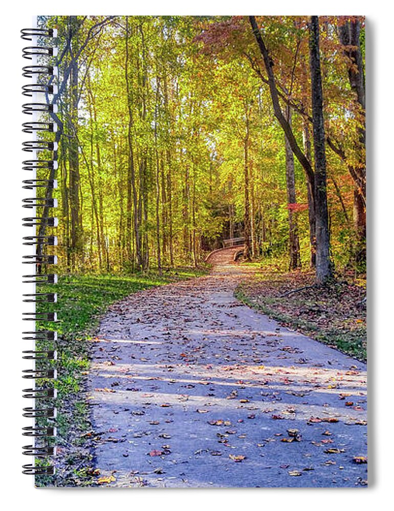 Fall Spiral Notebook featuring the photograph Walking the Greenway by Amy Dundon