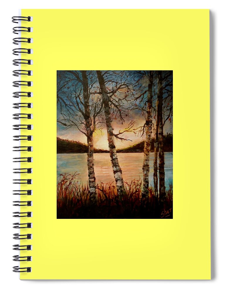 Seascape Spiral Notebook featuring the painting Warm Fall Day by Sher Nasser
