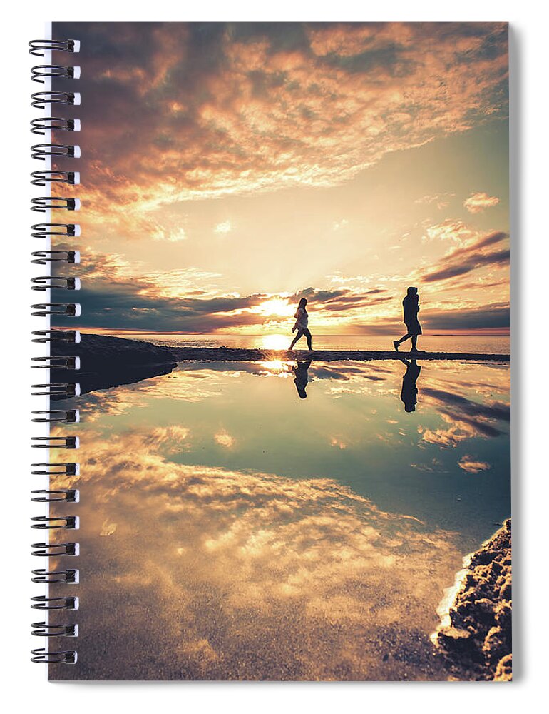 Beach Spiral Notebook featuring the photograph Warm Summer Walk by Dave Niedbala