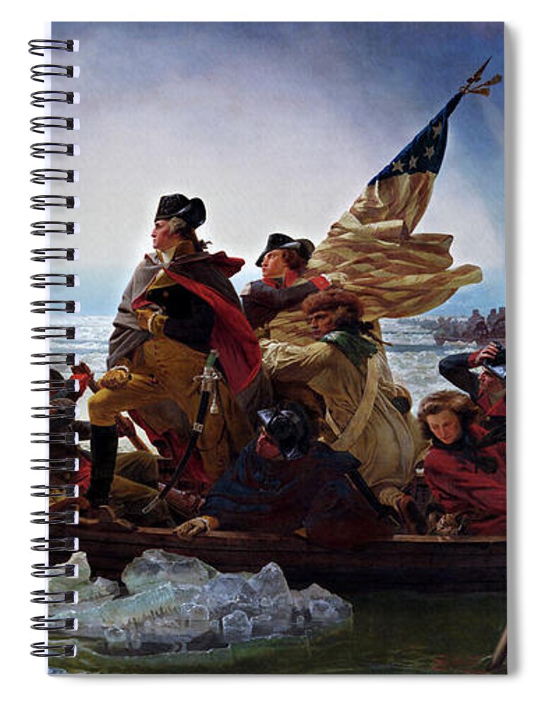 Washington Crossing The Delaware Spiral Notebook featuring the painting Washington Crossing the Delaware by Emanuel Leutze by Xzendor7