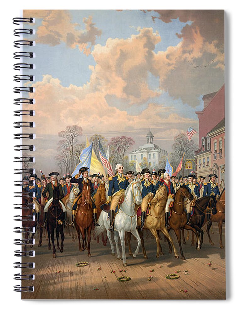 1783 Spiral Notebook featuring the painting Washington Entering New York City 1783 by Granger
