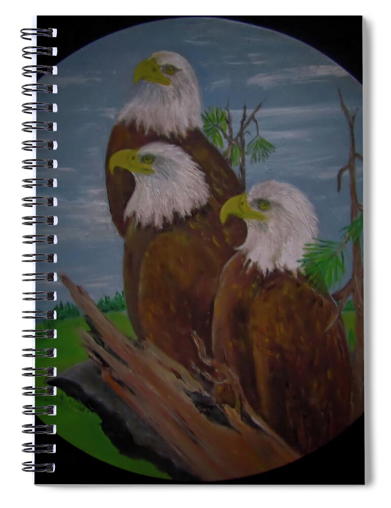 Bald Eagles Spiral Notebook featuring the painting Watching by Sandra Maddox