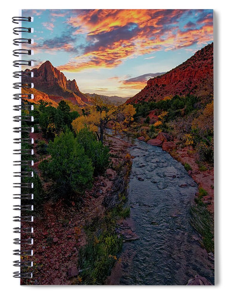 Zion National Park Spiral Notebook featuring the photograph Watchman Sunset by Jonathan Davison