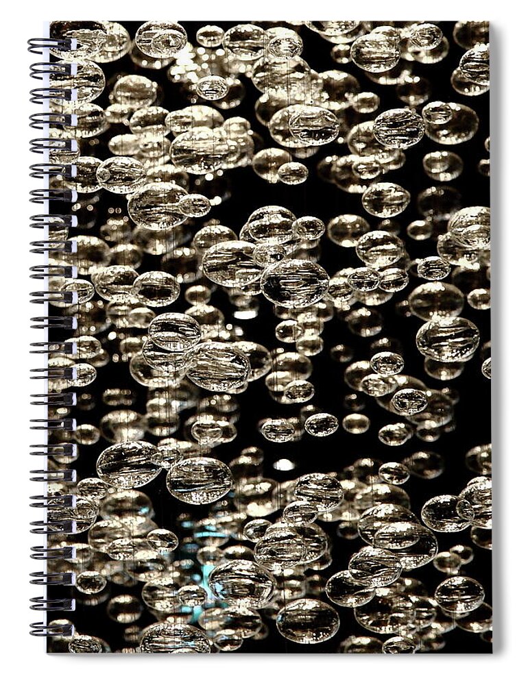 Black Background Spiral Notebook featuring the photograph Water Bubble by Seng Chye Teo