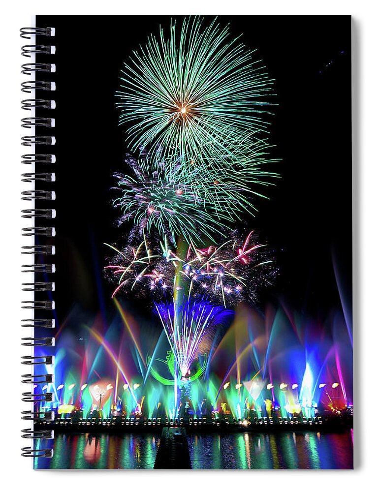 Firework Display Spiral Notebook featuring the photograph Water Dancing Festival by Taiwan Nans0410