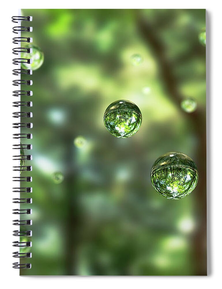 Tranquility Spiral Notebook featuring the photograph Water Drops In The Forest by Hiroshi Watanabe