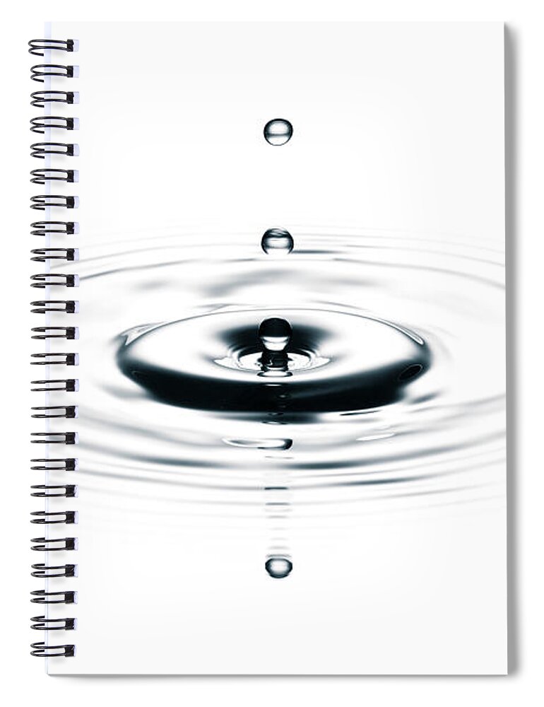 White Background Spiral Notebook featuring the photograph Water Drops On White II - Freeze Frame by Thomasvogel