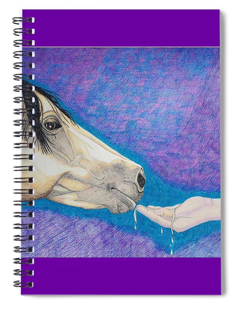 Buckskin Horse Spiral Notebook featuring the drawing Water for My Friend by Equus Artisan