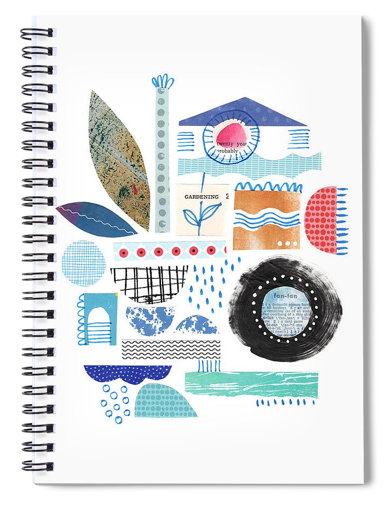 Lucie Duclos Spiral Notebook featuring the mixed media Water Garden by Lucie Duclos