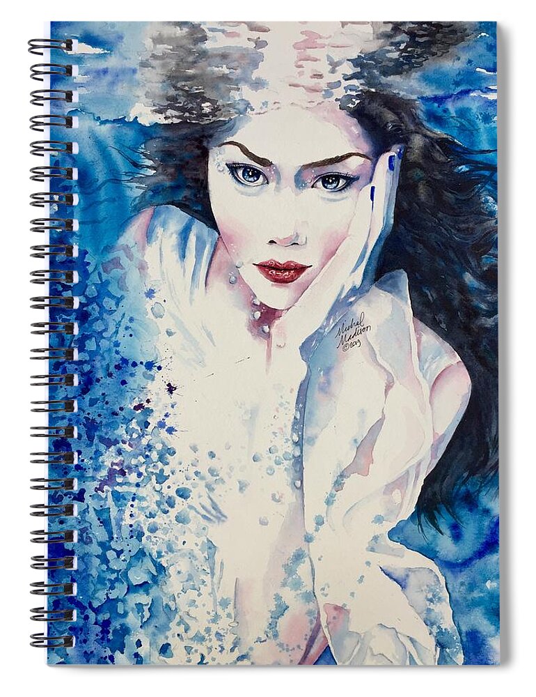 Underwater Spiral Notebook featuring the painting Water Goddess by Michal Madison