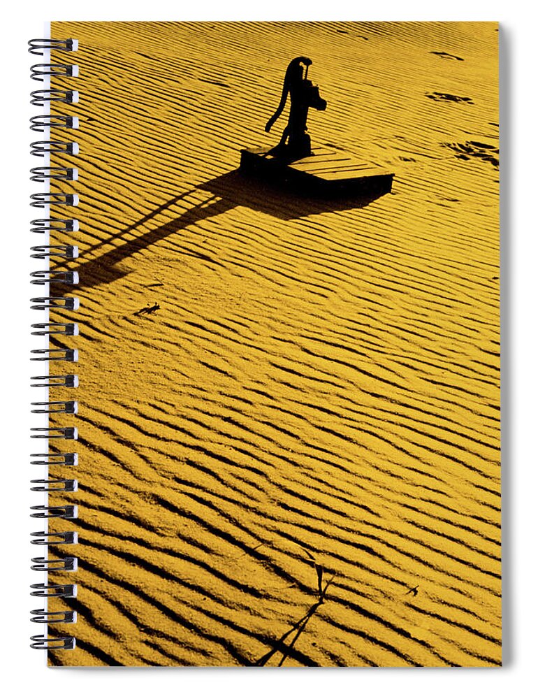 Shadow Spiral Notebook featuring the photograph Water Pump In Sand by Alfred Gescheidt