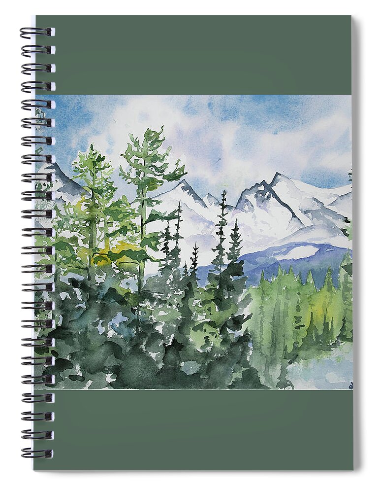 Brainard Lakes Spiral Notebook featuring the painting Watercolor - Brainard Lakes Winter Landscape by Cascade Colors
