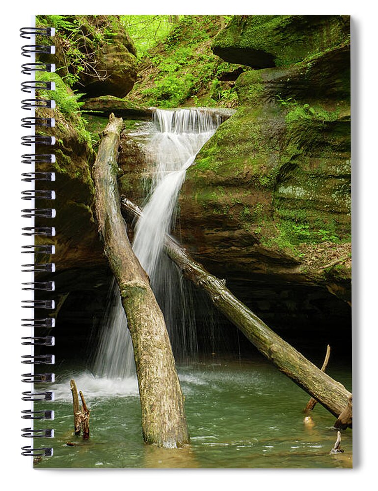 Illinois Spiral Notebook featuring the photograph Waterfall, Kaskaskia Canyon. by Todd Bannor