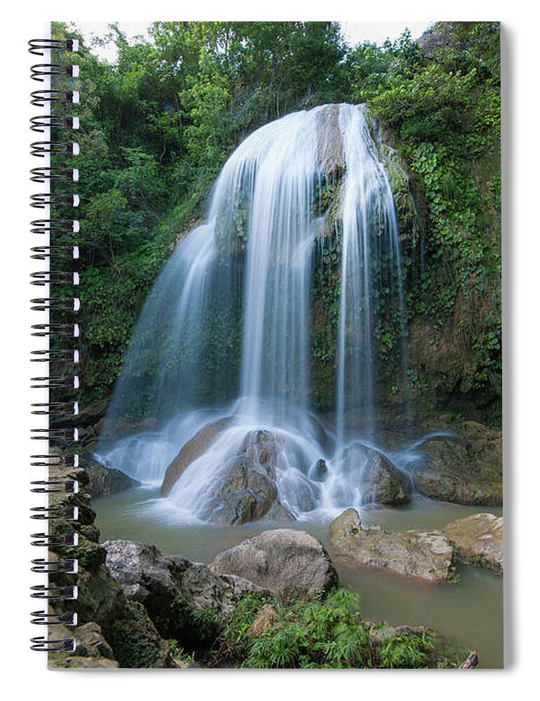 Waterfall Spiral Notebook featuring the photograph Waterfall near Soroa, Cuba by Mark Duehmig