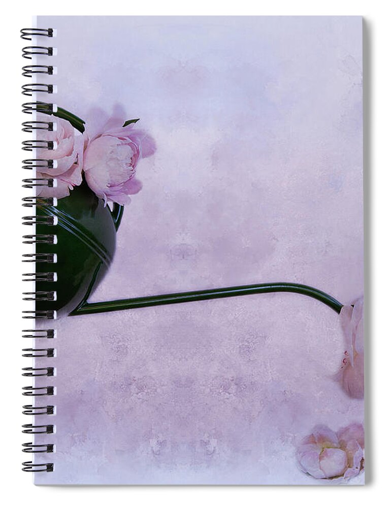 Peonies Spiral Notebook featuring the photograph Watering Peonies by Rebecca Cozart