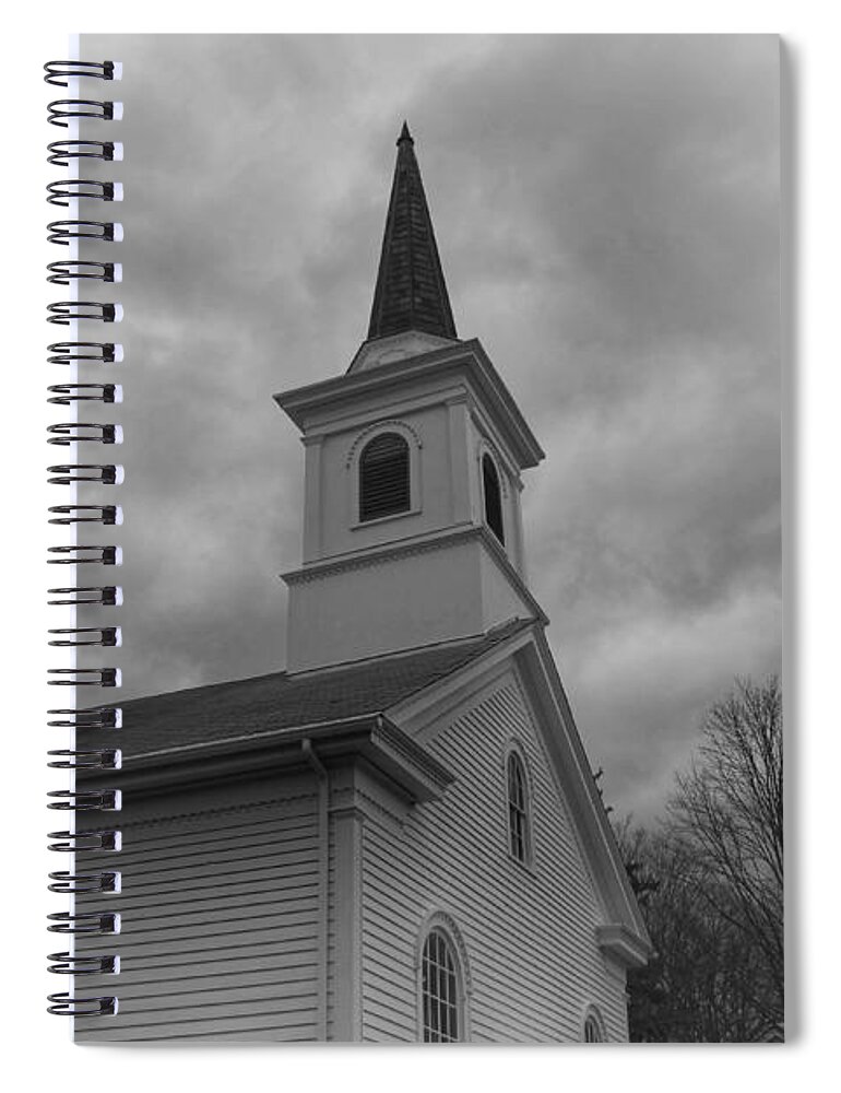 Waterloo Village Spiral Notebook featuring the photograph Waterloo United Methodist Church - Detail by Christopher Lotito