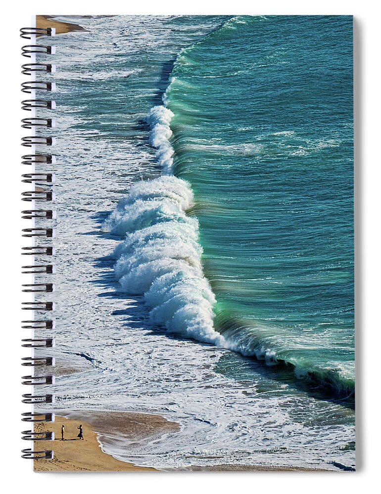 Portugal Spiral Notebook featuring the photograph Waves at Nazare Beach - Portugal by Stuart Litoff