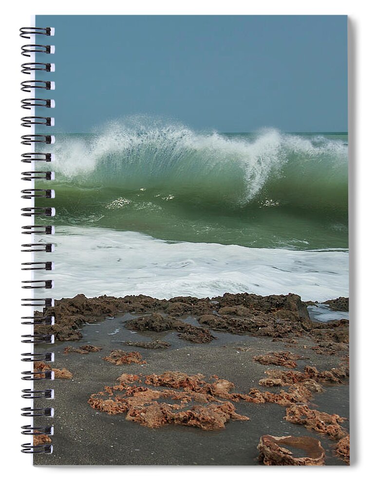 Waves At Work Spiral Notebook featuring the photograph Waves at Work by Michelle Constantine