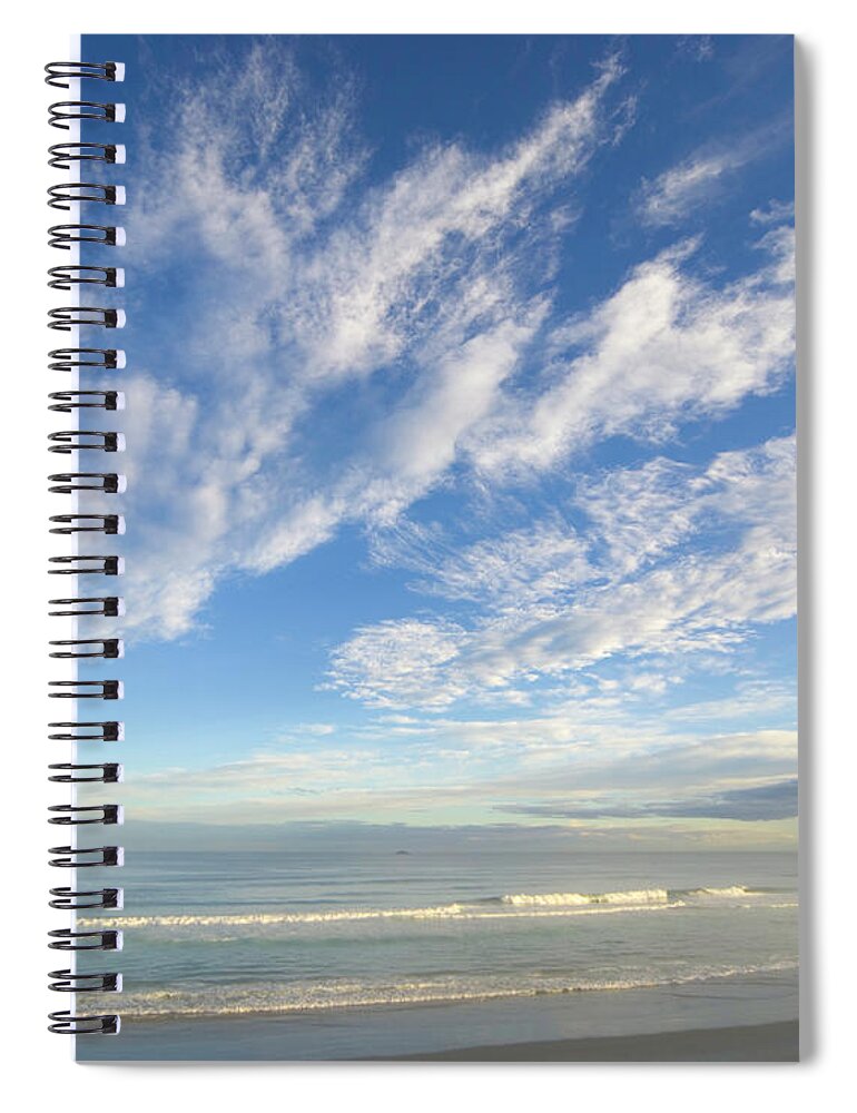 Tranquility Spiral Notebook featuring the photograph Waves Breaking On Beach, Dusk by Eastcott Momatiuk