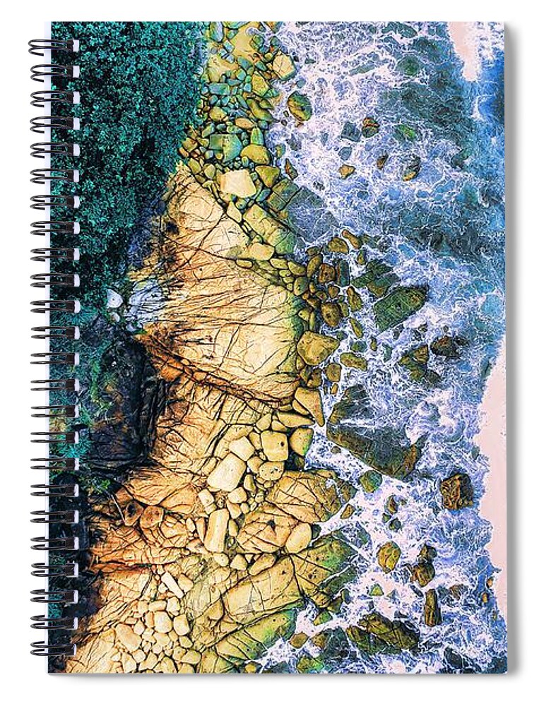 Ocean Spiral Notebook featuring the digital art Waves Interrupted by David Luebbert