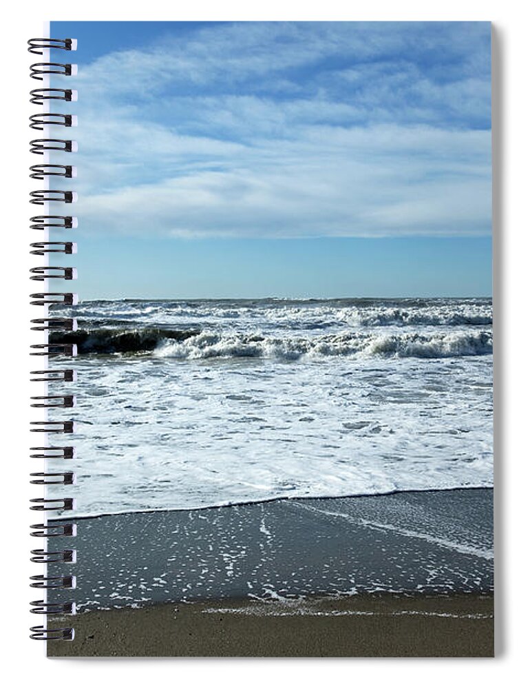 Water's Edge Spiral Notebook featuring the photograph Waves On The Beach by Gaffera
