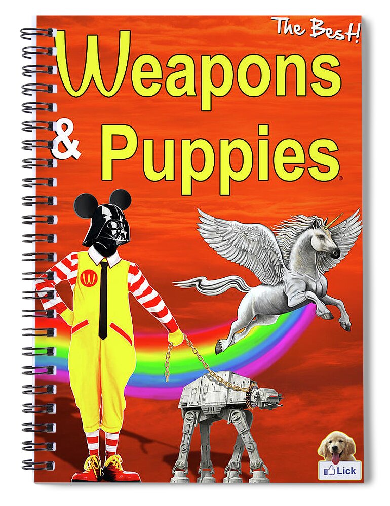 Horse Spiral Notebook featuring the painting Weapons and Puppies Supersonic by Yom Tov Blumenthal