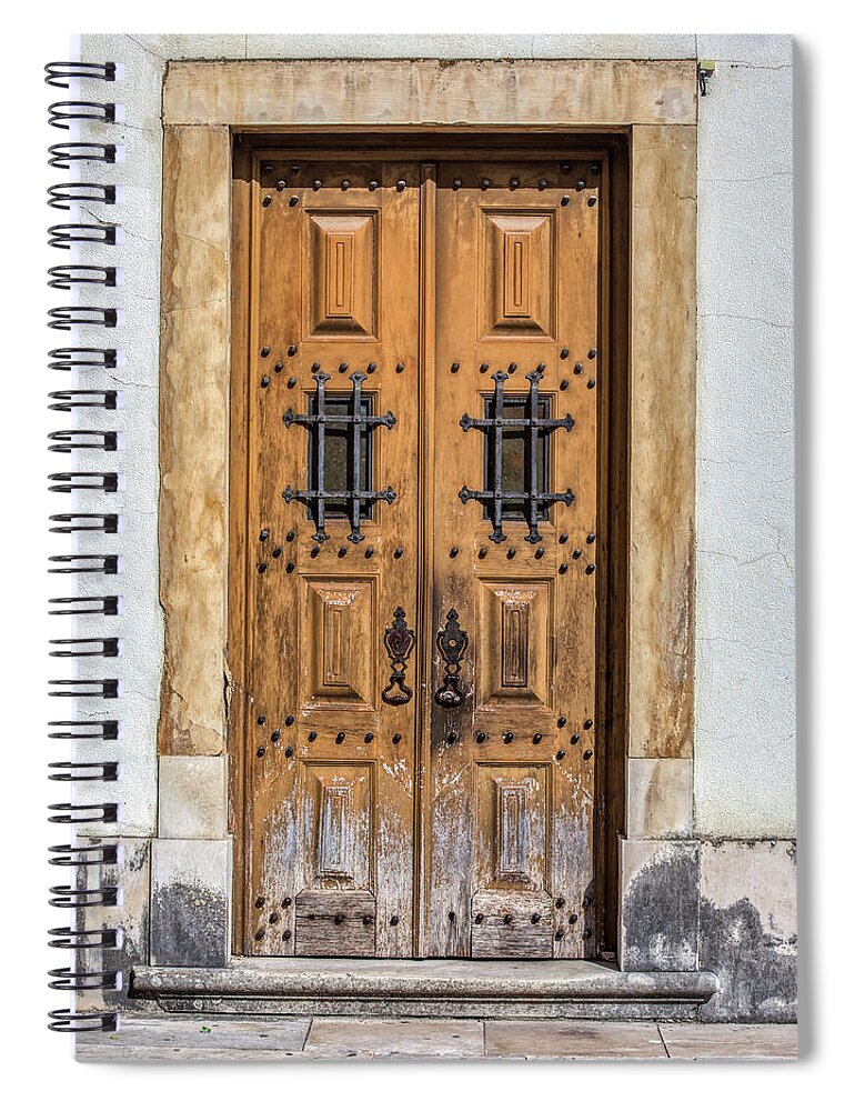 Door Spiral Notebook featuring the photograph Weathered Brown Door of Portugal by David Letts
