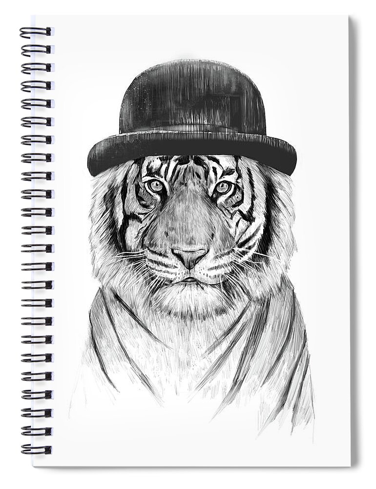 Tiger Spiral Notebook featuring the drawing Welcome to the jungle by Balazs Solti
