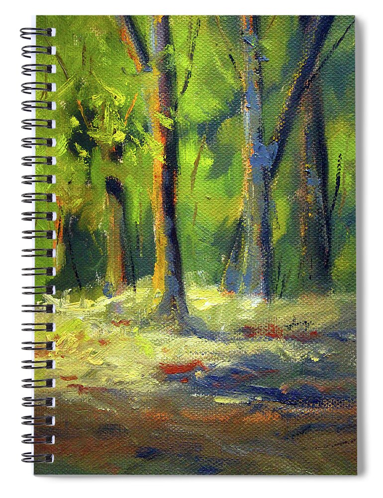 Western Forest Spiral Notebook featuring the painting Western Forest Scene by Nancy Merkle
