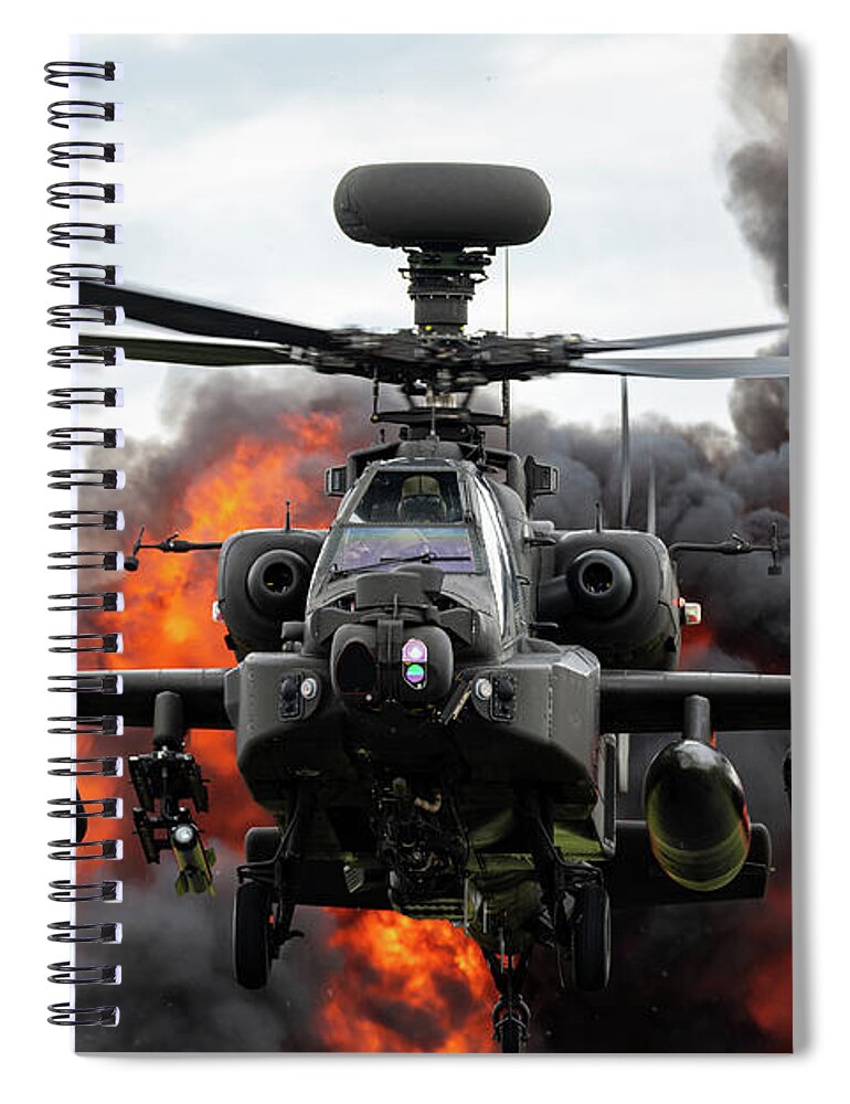 Airshow Spiral Notebook featuring the photograph Westland Apache Explosion RAF Cosford Airshow 2019 by Scott Lyons
