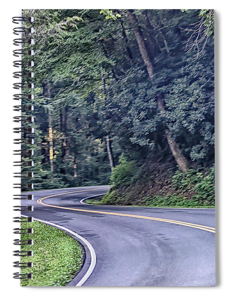Road Spiral Notebook featuring the photograph What Lies Ahead on the Blue Ridge Parkway by Rebecca Carr