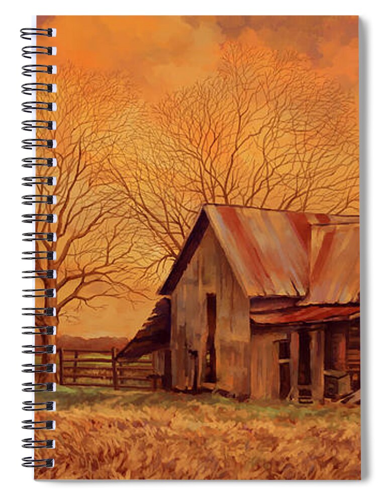 Farmland Spiral Notebook featuring the painting Where Grandpa Once Played by Hans Neuhart