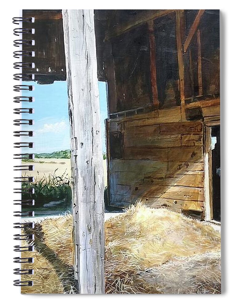 Barn Spiral Notebook featuring the painting While The Sun Shines by William Brody