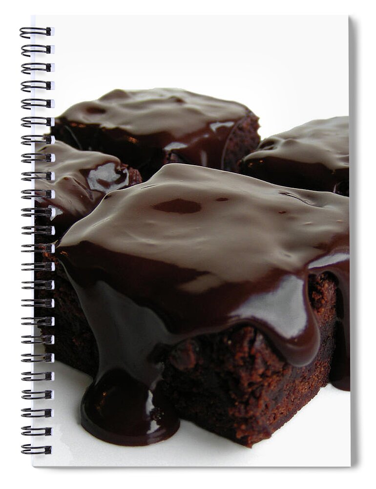 Chocolate Sauce Spiral Notebook featuring the photograph Whiskey Chocolate Brownies by Photo By Fotoosvanrobin