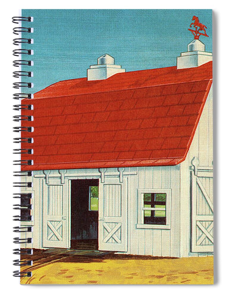 Agriculture Spiral Notebook featuring the drawing White and Red Barn by CSA Images
