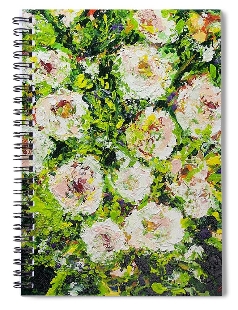 Flower Spiral Notebook featuring the painting White Beauties by Allan P Friedlander