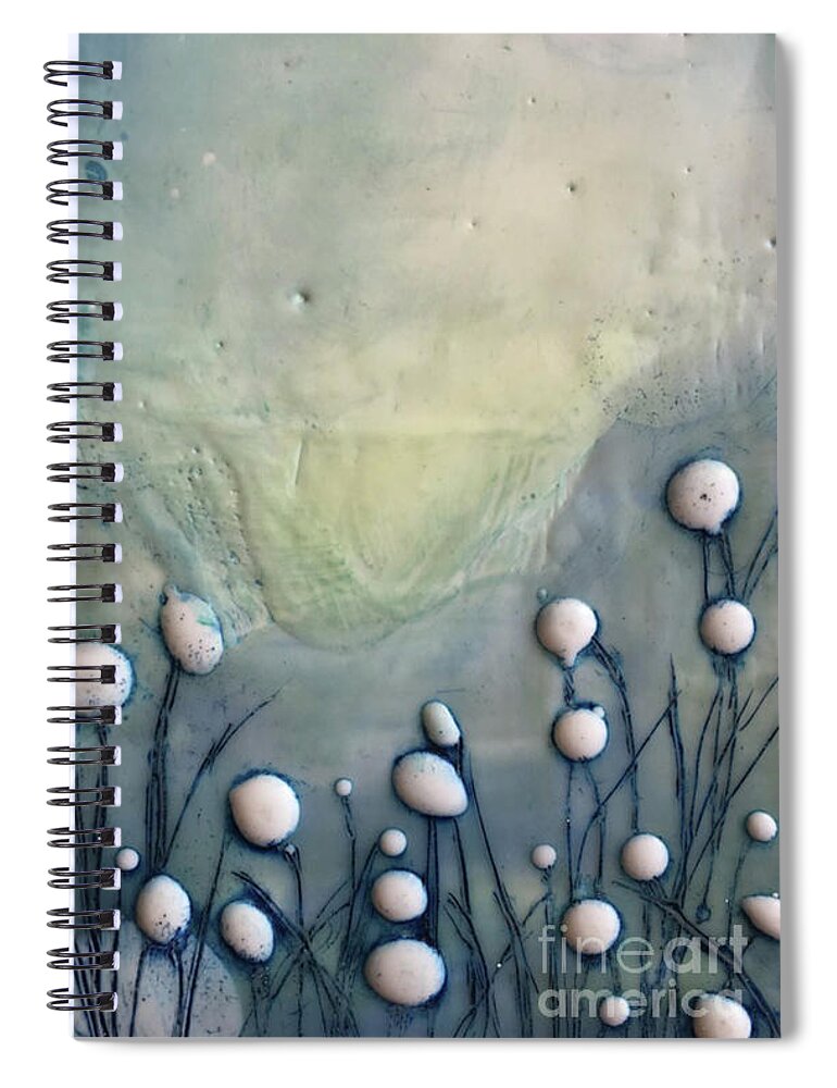 Encaustic Spiral Notebook featuring the painting White Bulbs by Christine Chin-Fook