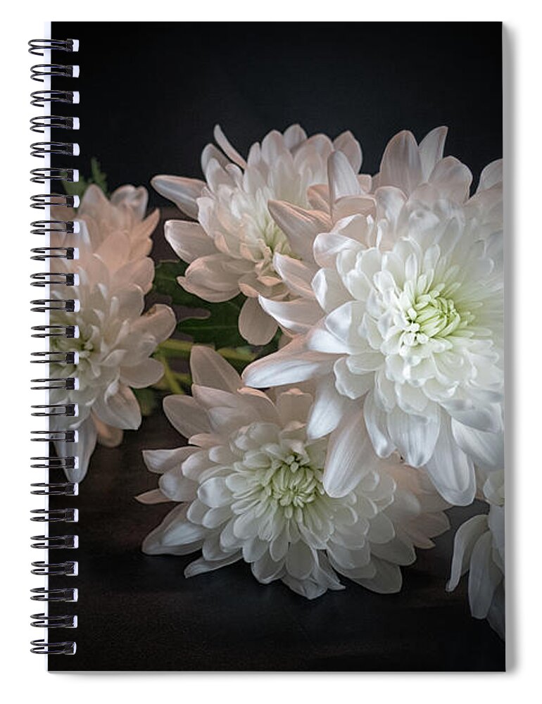 Chrysanthemums Spiral Notebook featuring the photograph White Chrysanthemums by Lynn Bolt
