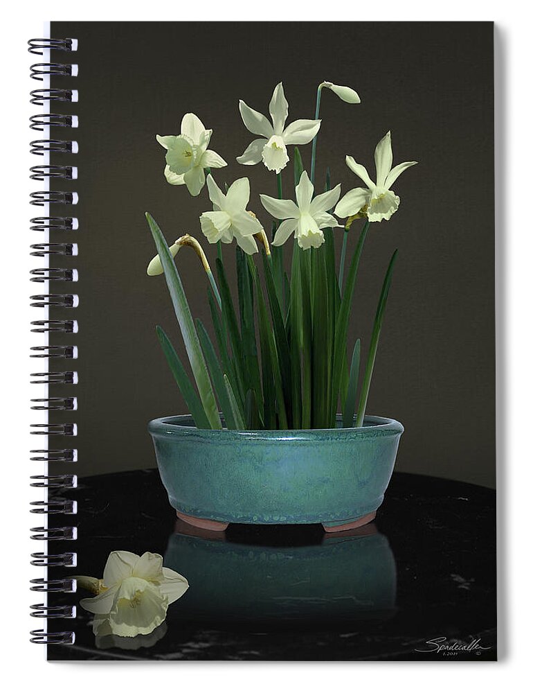 Flowers Spiral Notebook featuring the digital art White Daffodils by M Spadecaller