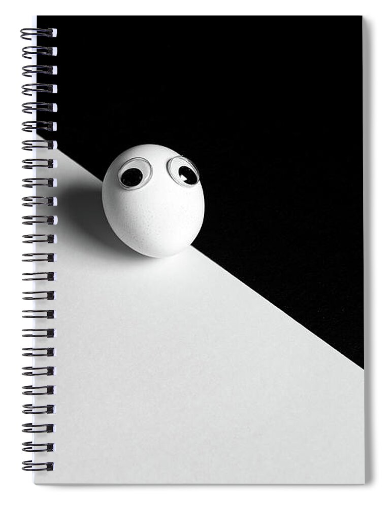 Restaurant Spiral Notebook featuring the photograph White fresh egg with small cute eyes by Michalakis Ppalis