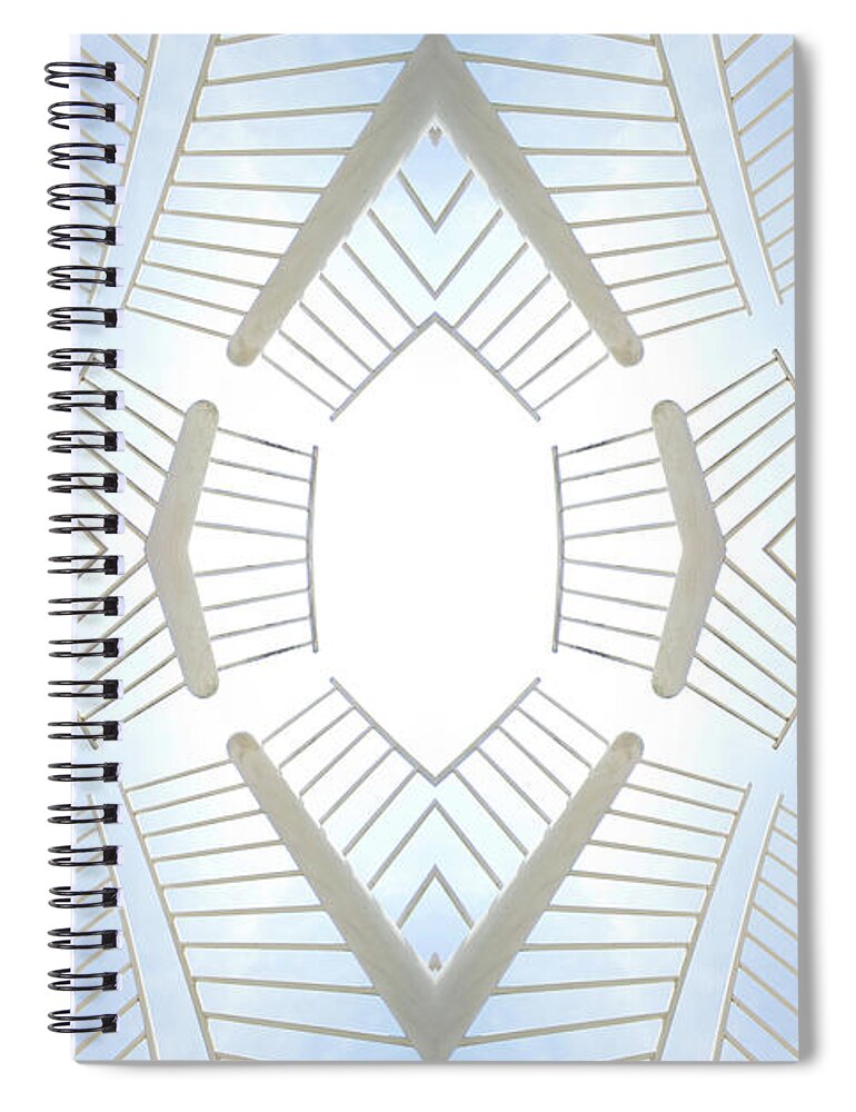 Taiwan Spiral Notebook featuring the photograph White Iron Structure Under Blue Sky by Lawrenlu