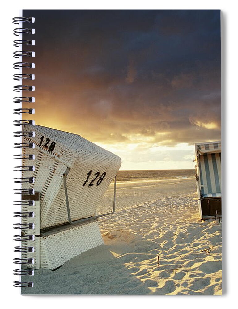 Outdoors Spiral Notebook featuring the photograph Wicker Beach Chairs, Hornum, Sylt by Jorg Greuel