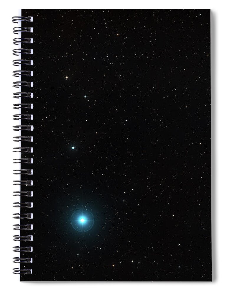 Wide-field View Of The Sky Around The Most Remote Quasar Spiral Notebook featuring the photograph Wide-field view of the sky around the most remote quasar by New Digital Museum